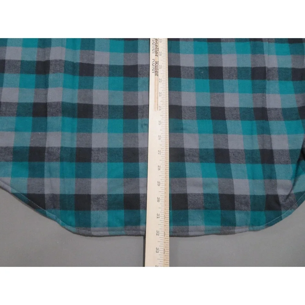 Vtg Rugged Wear BOG Flannel Shirt Jacket Mens Large Green Plaid Quilted Lined